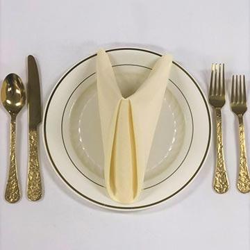 Gold Flatware with Disposable plate